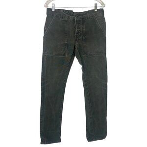 INDIGOGENE Men Denim Jeans Button Fly Heavyweight Sz 33 Faded Black 10a-12